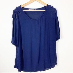 Soft surroundings swing top shirt blue cutouts XL